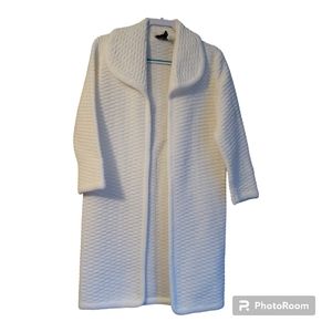 Ades of California sweater duster med winter white orlon knit 3/4 sleeve vintage